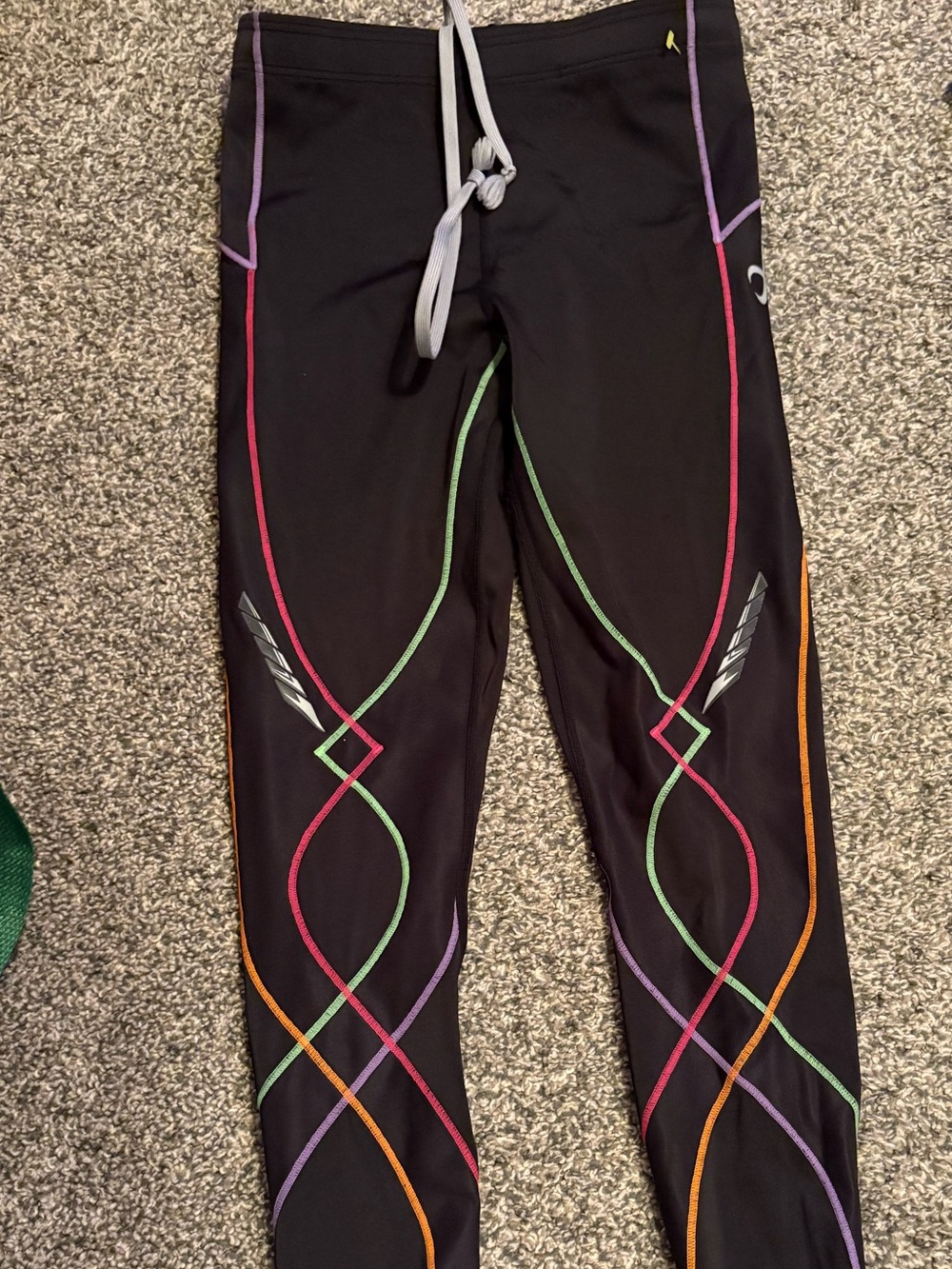 Wacoal Black Leggings with Multicolor Trim